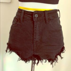 Frayed Black Jean Shorts